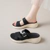 Thick-soled Slippers Women's Summer Simple Round Head Outer Wear Belt Buckle Slope Heel Sandals Casual Soft Bottom One-word