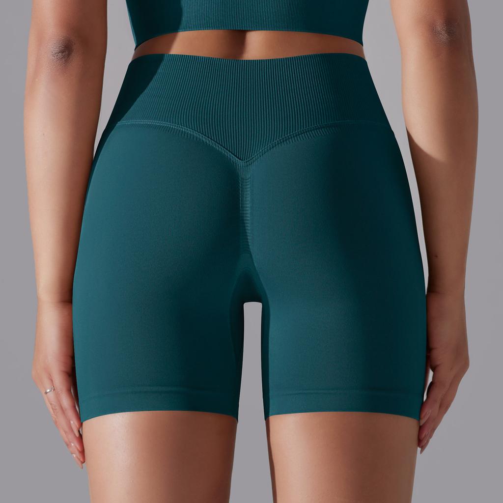 Seamless Solid-color High-waisted Hip-lifting Tight High-elastic Yoga Shorts For Sports, Running, And Fitness, Women's Three-quarter Length Pants