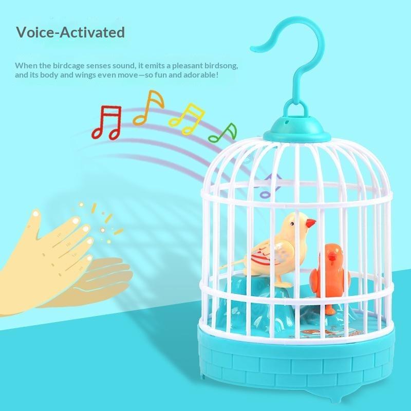 Vogelkäfig-Spielzeug für Kinder, elektrisch sprechende Vögel, beweglich, singend, leuchtend, Puzzle, musikalische Darbietung, Begleitung, Kunststoffspielzeug