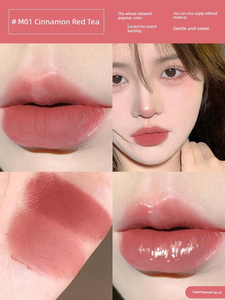Olive Skin Perfect Match~Akf Lip Mud M28 Low-Key and Smoky Taro Purple Plum Color Matte Lipstick Lip Gloss