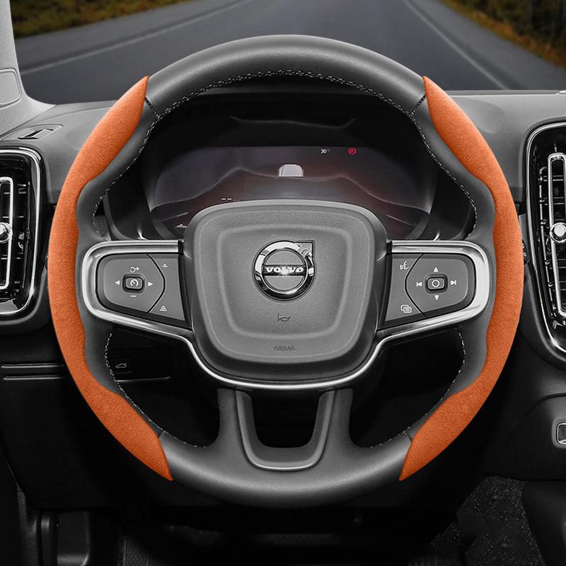 Suitable for Volvo Anti-Slip Buckle Segmented Suede Steering Wheel Cover Suitable for V40 V70 S60 C30 S40 S90 Xc90 Xc70 Xc Vnr