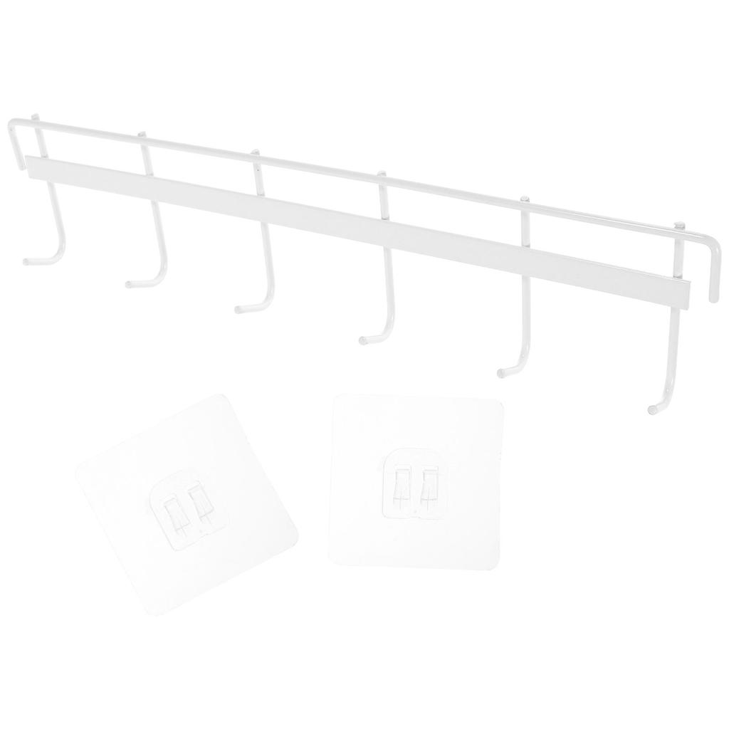 6-Hook Wall Rack Traceless Adhesive Kitchen Utensil Hanger Multipurpose Storage Organizer for Kitchen Bathroom Bedroom