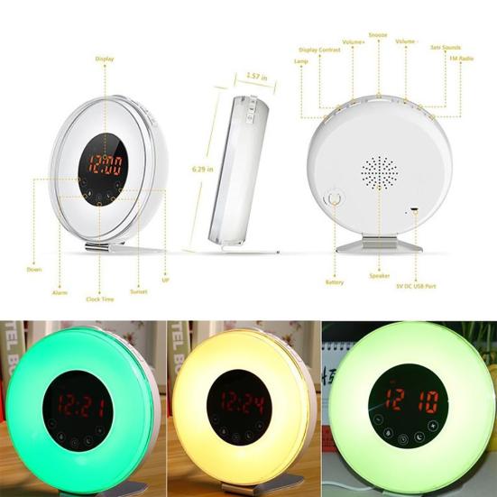 Sunrise Alarm Clock Wake Up Light Digital FM Radio Nature Sound Touch