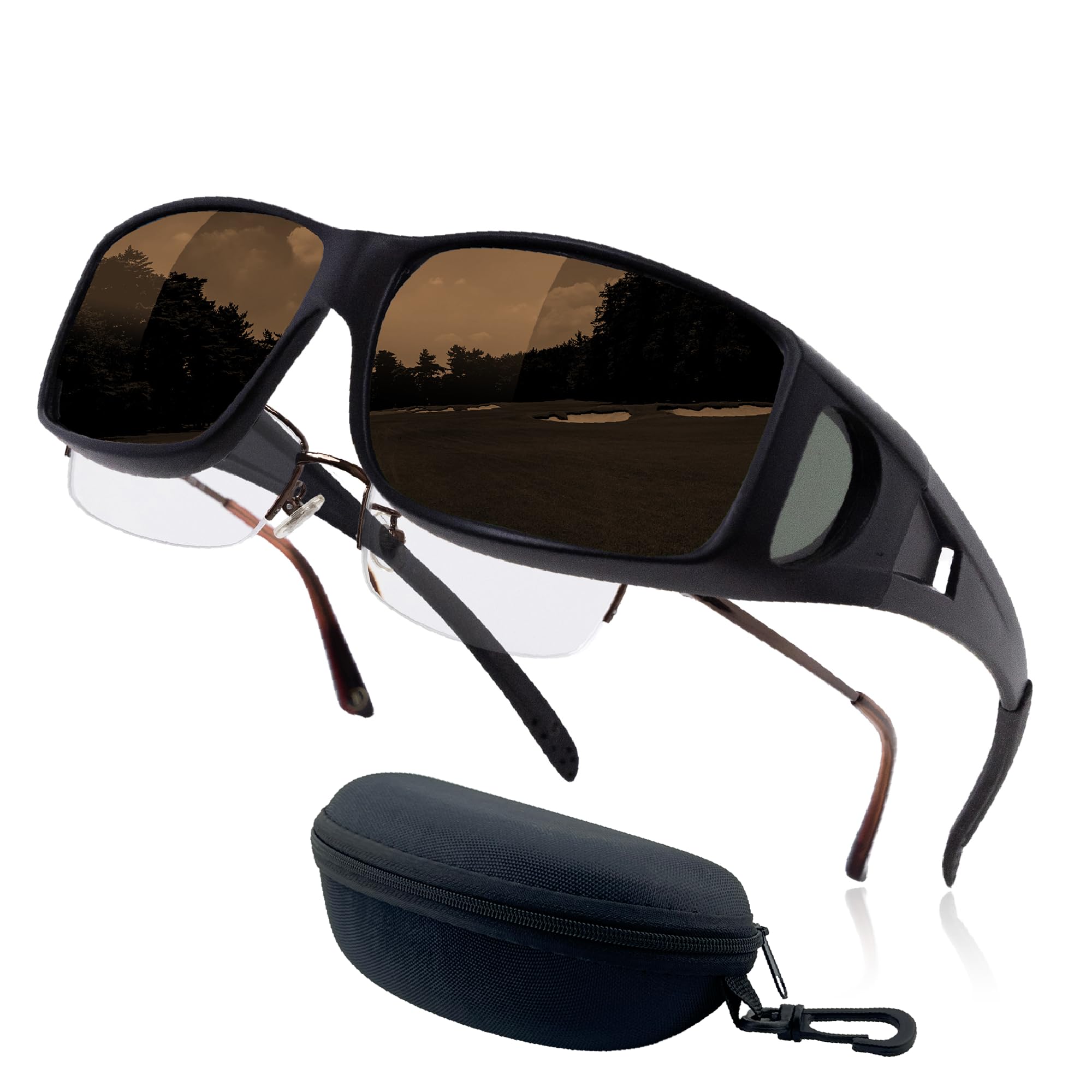 

Сонцезахисні окуляри DOYA FACE із захистом UV400 для та Гольфу, Чохол для носіння поверх окулярів, Поляризовані, Для водіння, Риболовлі, (Коричневий)