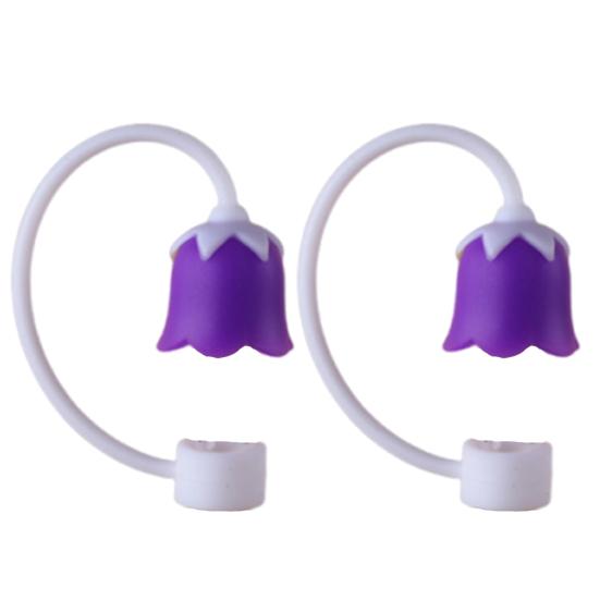 

2Pcs Straw Caps Integrated Sealing Straw Lid Reusable Silicone Straw Covers Dustproof Leakproof Straw Accessories for 8 mm F