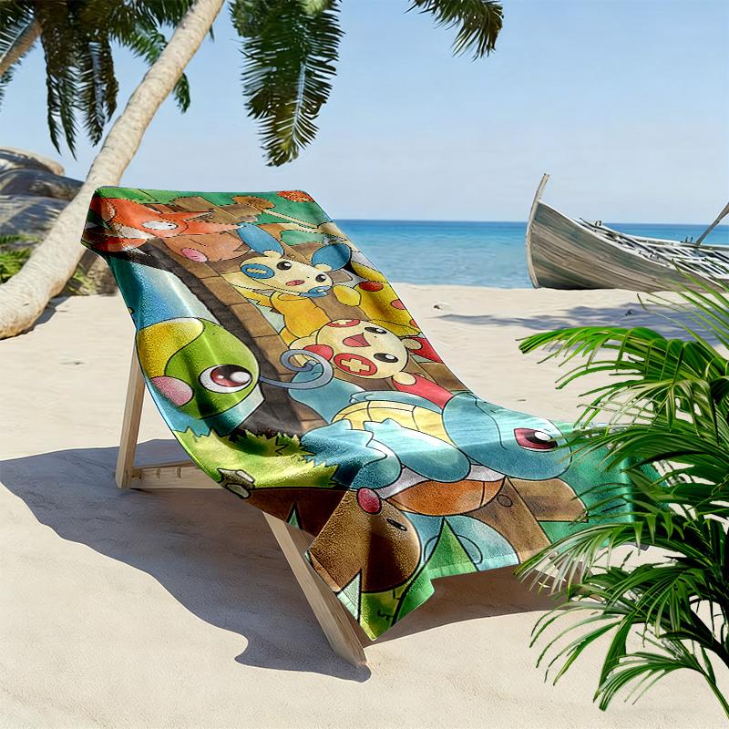 Pokémon Print Beach Towel, Large Soft Quick Dry Towel for Beach Camping Swimming