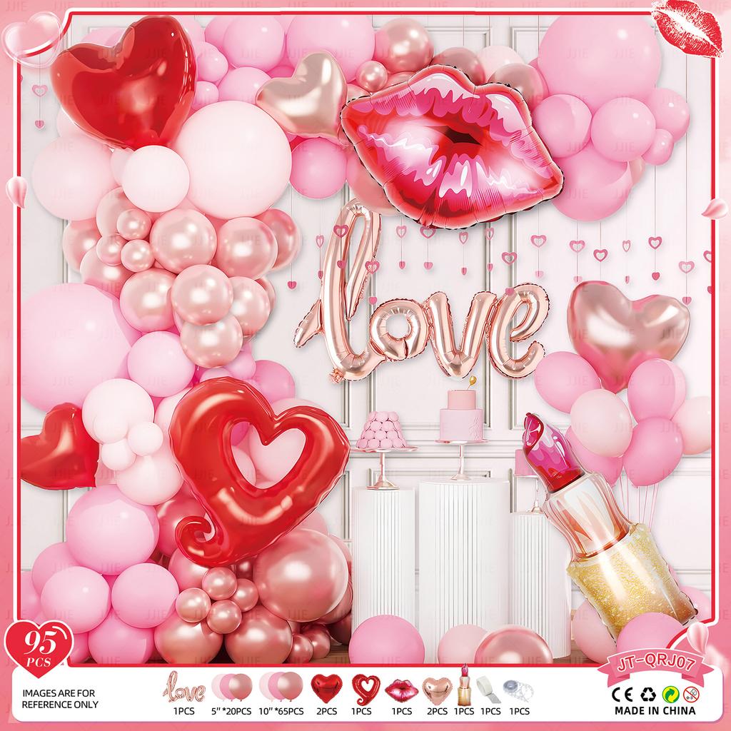 Valentine'S Day Balloon Set Proposal Confession Background Wall Balloon Arch Birthday Party Balloon Decoration Arrangement