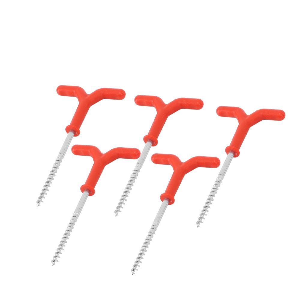 5PCS Metal Plastic Ice Fishing Stakes Y-Handle Grip Tent Stakes Drill Rod Holders Winter Camping