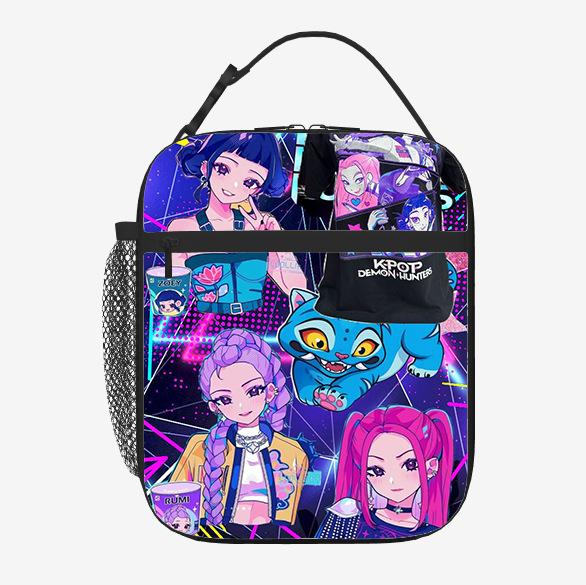 Elementary School Student Card Kpop Demon Hunter Thermal Insulation Bag Portable Outdoor Picnic Bag Children'S Lunch Box Bag Lunch Bag