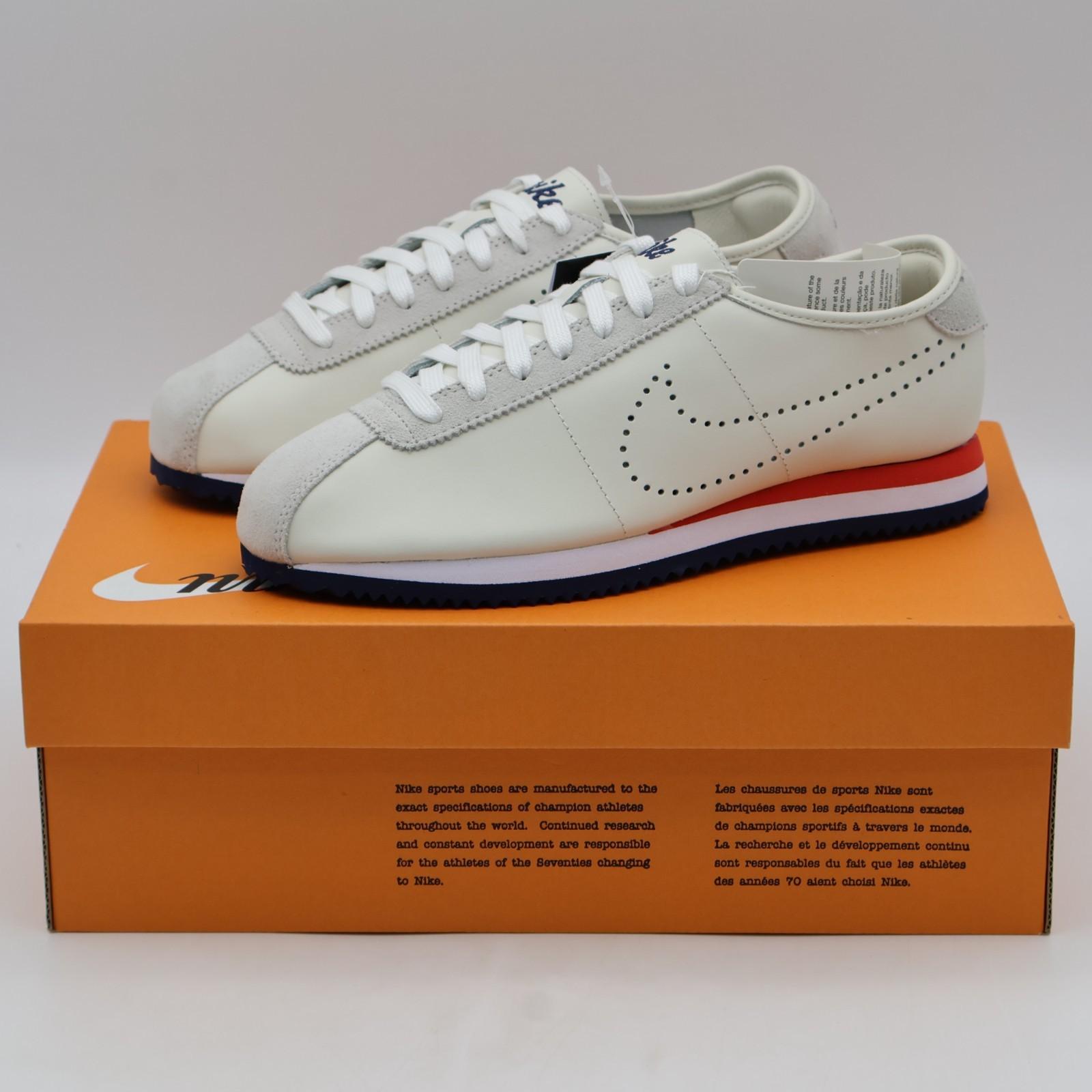 HQ1841-101 Nike Cortez Кожаный Парусный Белый Светло-Алый Полуночный Синий (Женский) 5W