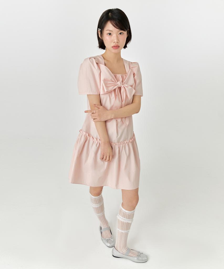 ADOREBELLE Ribbon Tie Dress - Pink