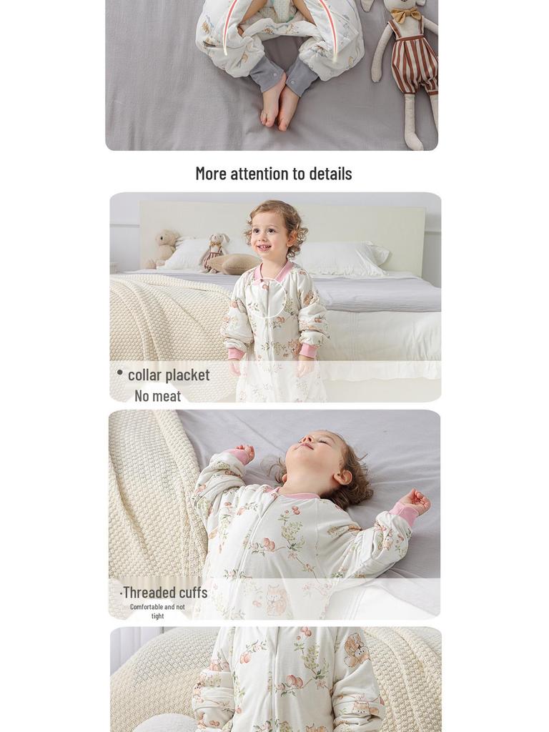 Xuanmu Baby Winter Quilted Sleeping Bag 220g - Ginger, Warm, and Footed for Infants and Toddlers.