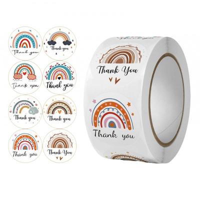 500 Pieces of Thank You Stickers with Rainbow On Tape Diameter 25mm Decorative Self-Adhesive Stickers Labels Nnk10