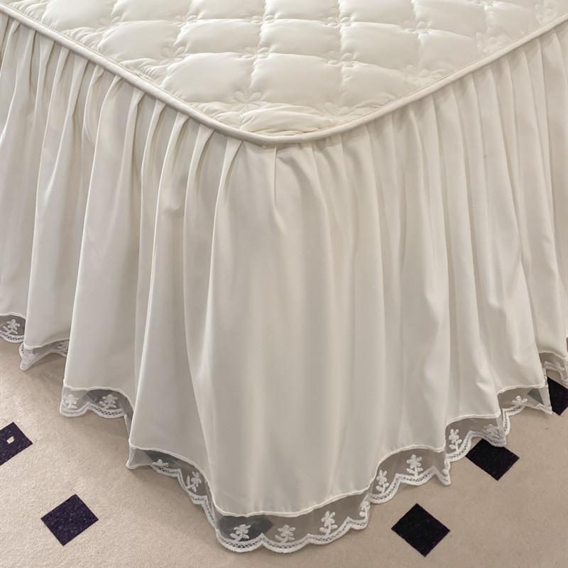 1pc Quilted Bed Skirt Solid Color Bed Cover Lace Style Bedspread Thickened Mattress Protector Roupa De Cama (No Pillowcase)