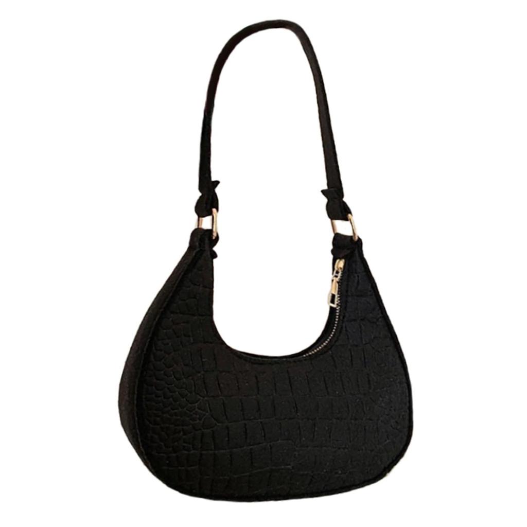 White Fang Lightweight Handbag, Compact, Solid Color, Shoulder Bag, Stylish for Everyday Use, Women's, BA036 (Black)