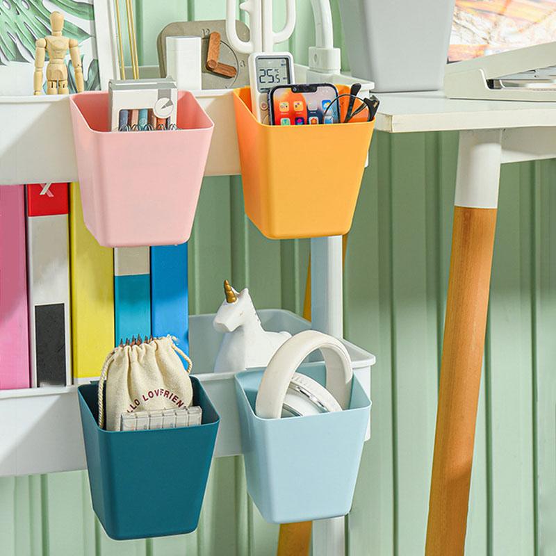 Small Trolley Hanging Basket Storage Basket, Kitchen and Bathroom Hanging Desktop Sundries Stationery Storage Box, Bedside Shelf