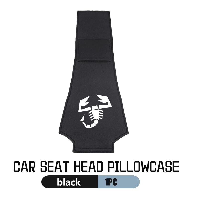 For Abarth Car Logo Seat Headrest Cover Suede Perforated Pillowcase Pad 500 FR FIAT Linea Panda DobloAlbea Astra Bravo