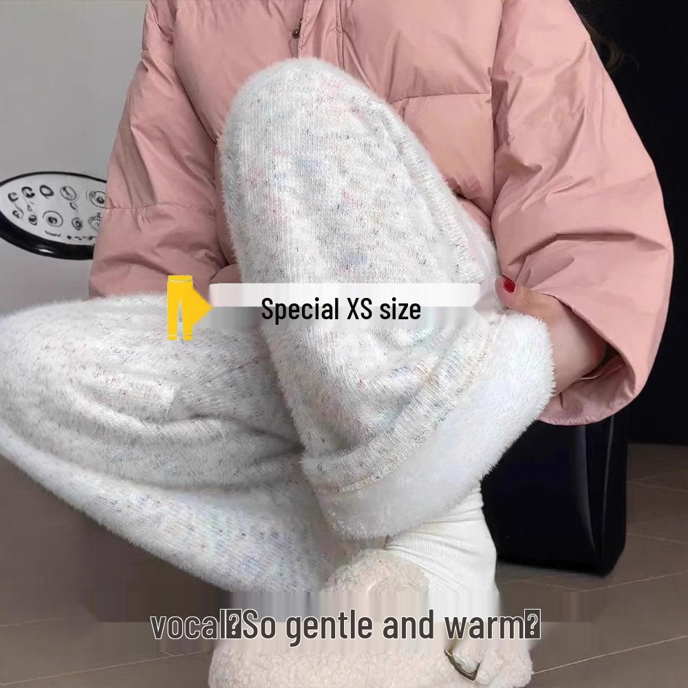 

Women s Wide-Leg Velvet Pants: Floor-Length, Drawstring, Petite, Thickened, Autumn/Winter Casual Style L (111-120 lbs)