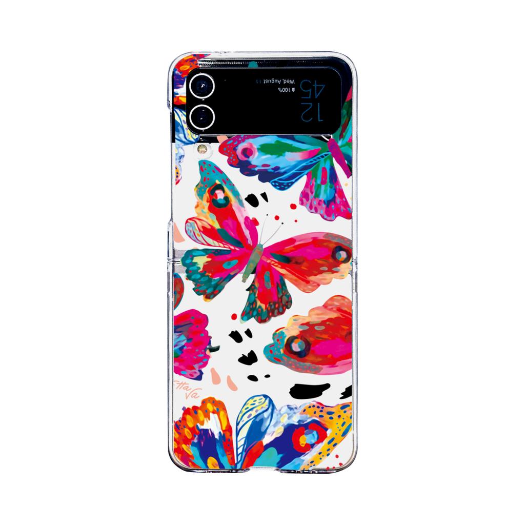 Pentru Samsung Galaxy Z Flip 4 3 Husă Acuarelă Fluture Model Vopsită Transparentă Pliabilă Antișoc Pc Hard Cover Accesorii