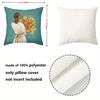 Four Pillow Covers With Girl And Flower Pattern Polyester Pillowcase, Sofa Decorative Cushion Cov Headboard Pillow