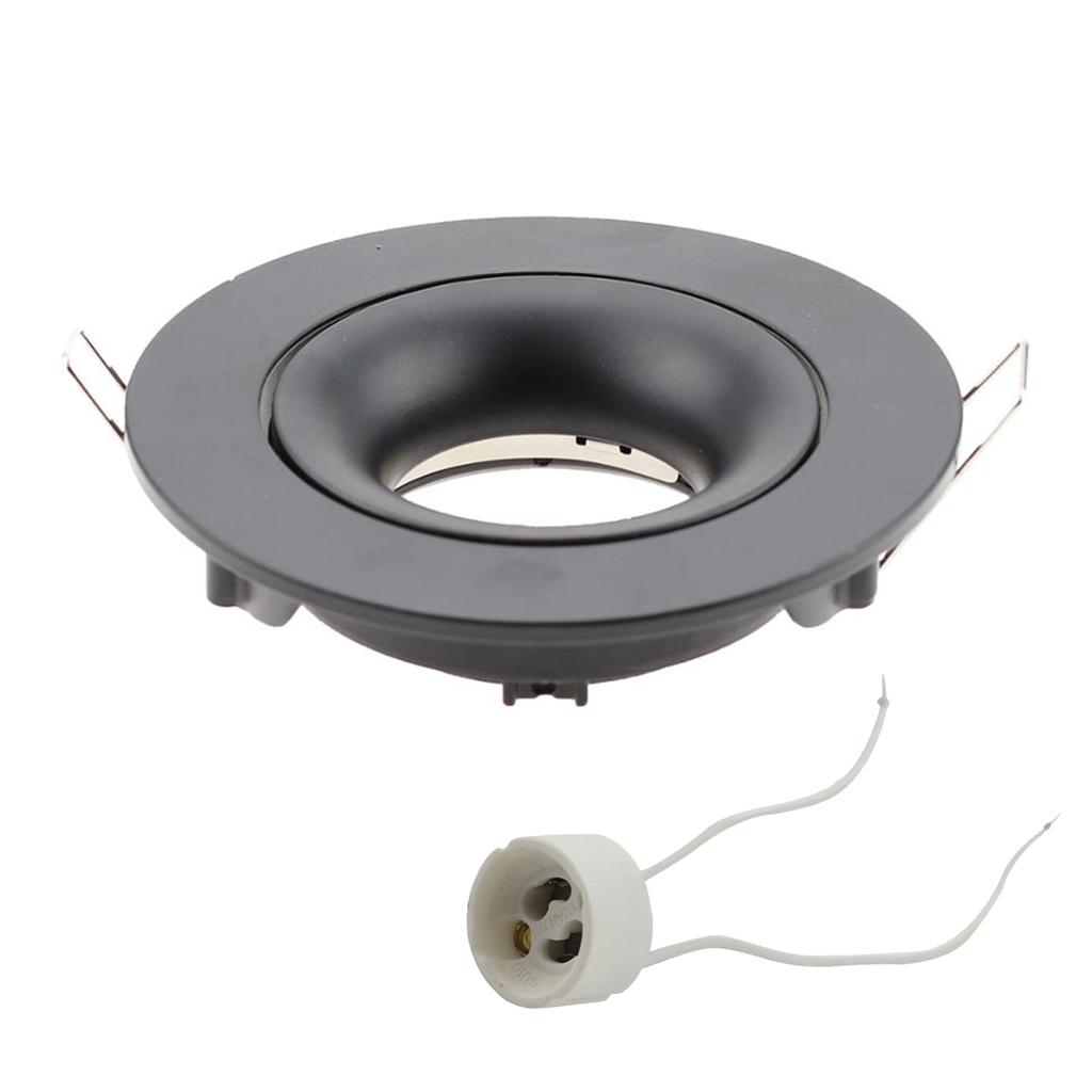 Rund GU10 Infälld Downlight Ersättningssats Svart MR16 Sockel Monterings Takspotlight Ram GU5.3 Lampa Sockelhållare