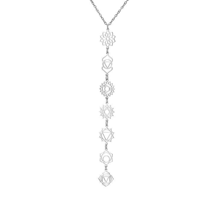 

7 Chakra Colored Zirconia Pendant Necklace for Women Girls, Stainless Steel Gold Choker, Meditation Yoga Jewelry 40-45cm