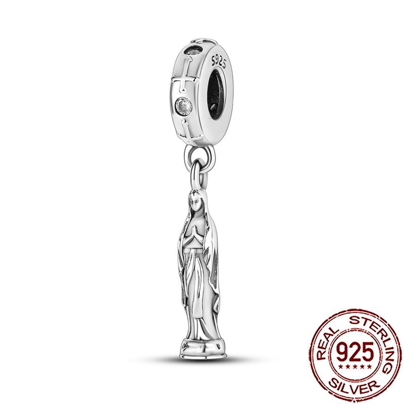 Charms Copper Angel Crucifix Cross Dangle Religious Beads Fit Snake Chain Bracelet Necklace Women Diy Jewelry