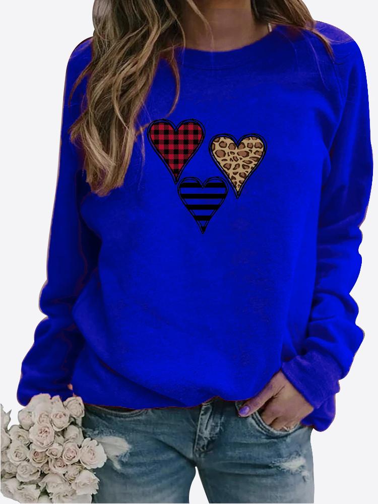 Winter Damen LOVE bedruckte Tops T-Shirt Damen Rundhals Langarm Casual Sweatshirt Plus Size Bluse Plüschpullover