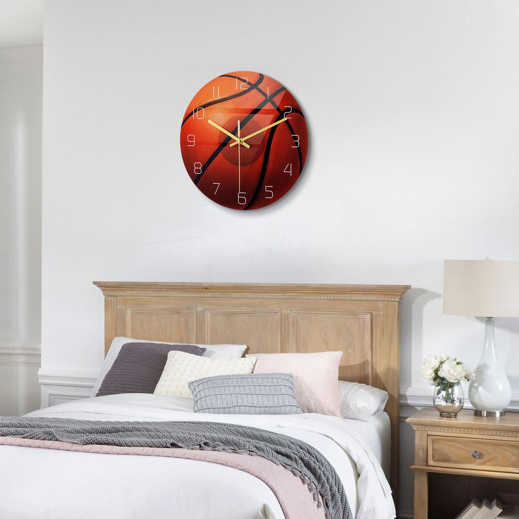 Volleyball Wall Clock Acrylic Material Mute Movement Big Numerals for Living Room Bedroom Study Room Decorative Silent Hanging