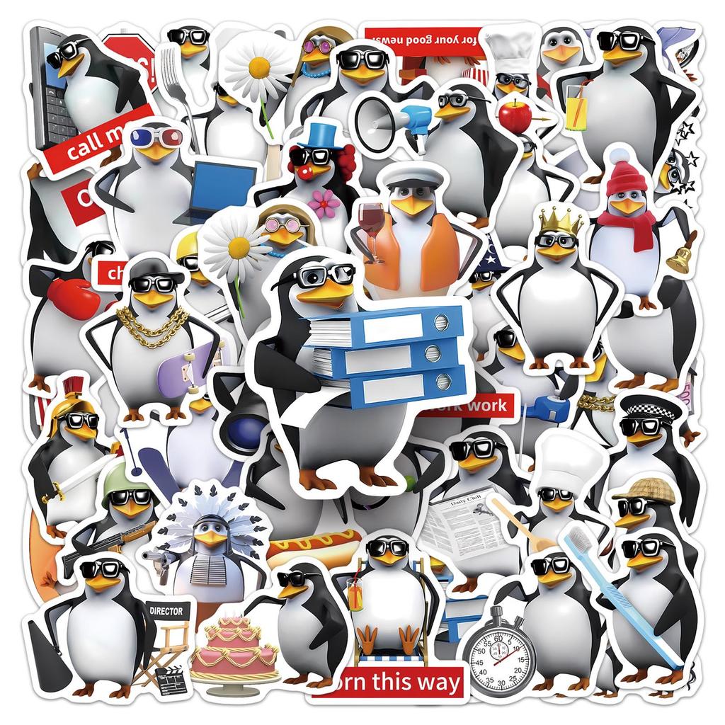 William Tell Penguin Creative Animation Stickers, 50 Sheets for Scooters & Backpacks
