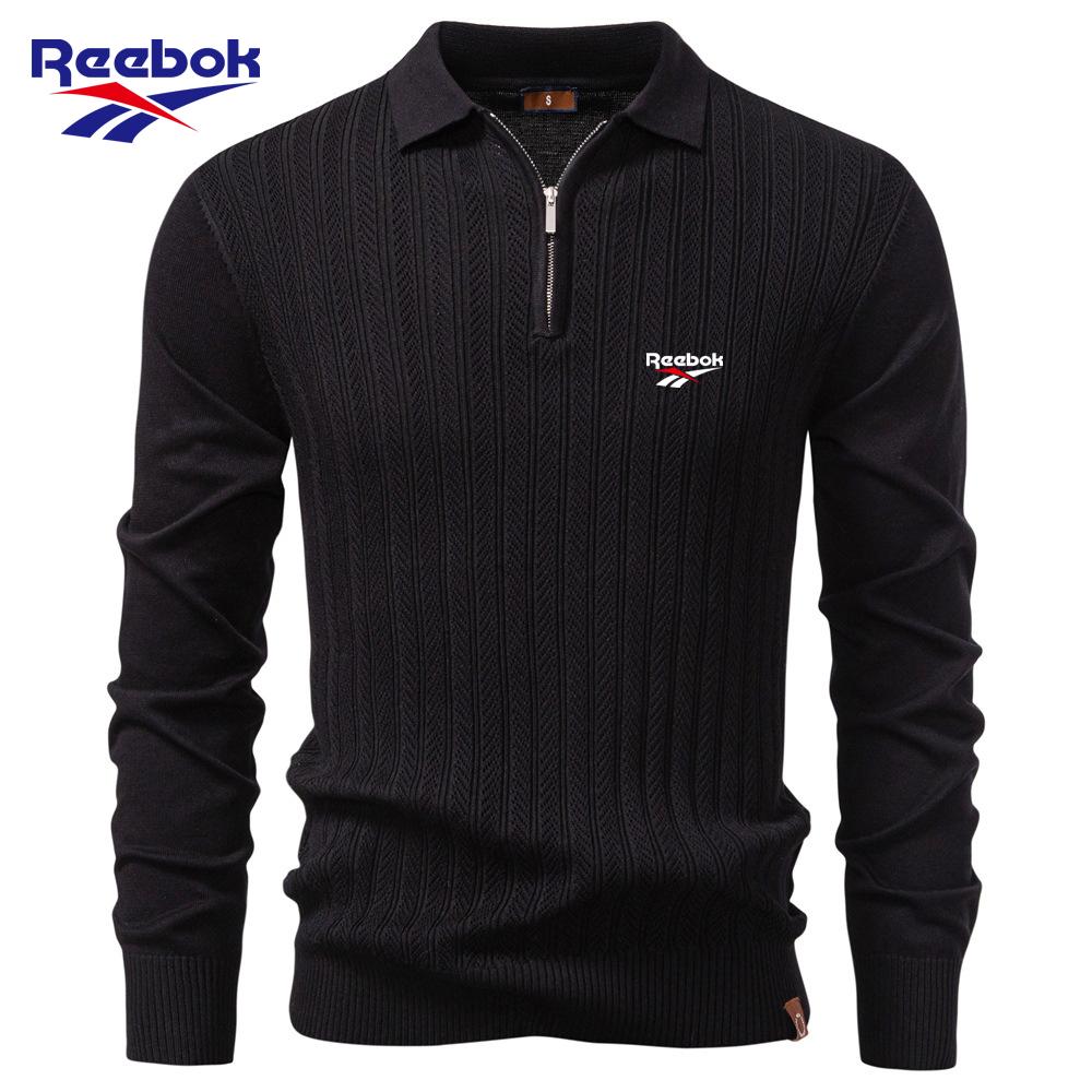 Reebok 2026 Autumn and Winter Embroidery New Men s Sweater Long Sleeved Knitted Sweater Half Zipper Business Casual Thin Sweater Men S