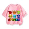 Colorful Sprunki Cartoon Printed Short Sleeved T-shirt for Boys and Girls Suitable for Outdoor Activities In Summer