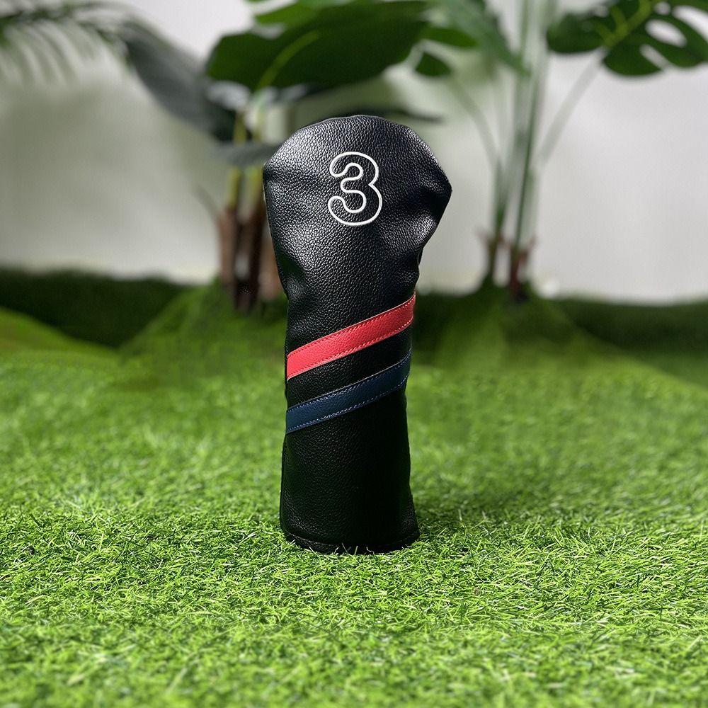 PU Leather Golf Club Protector Double Line Wood Headcover Golf Head Cover  Golf Supplies
