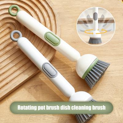 Brosse à pot rotative rechargeable pour la maison, brosse à récurer pour la vaisselle et les casseroles, brosse à pot rechargeable pour la cuisine, brosse de nettoyage rotative à long manche