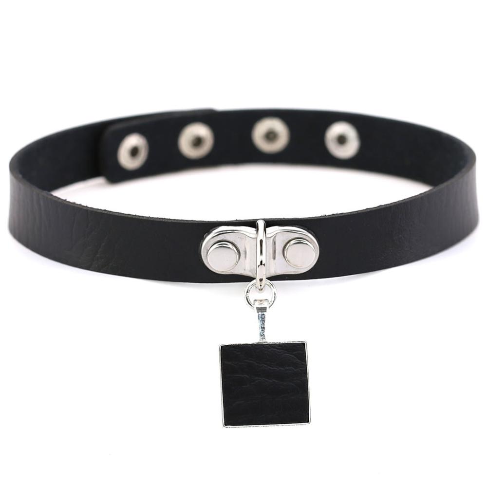 DIEZI Punk Black Lace Leather Choker Torques Necklace For Women Men Harajuku Gothic Sexy Cirle Heart Collar Necklace Jewelry