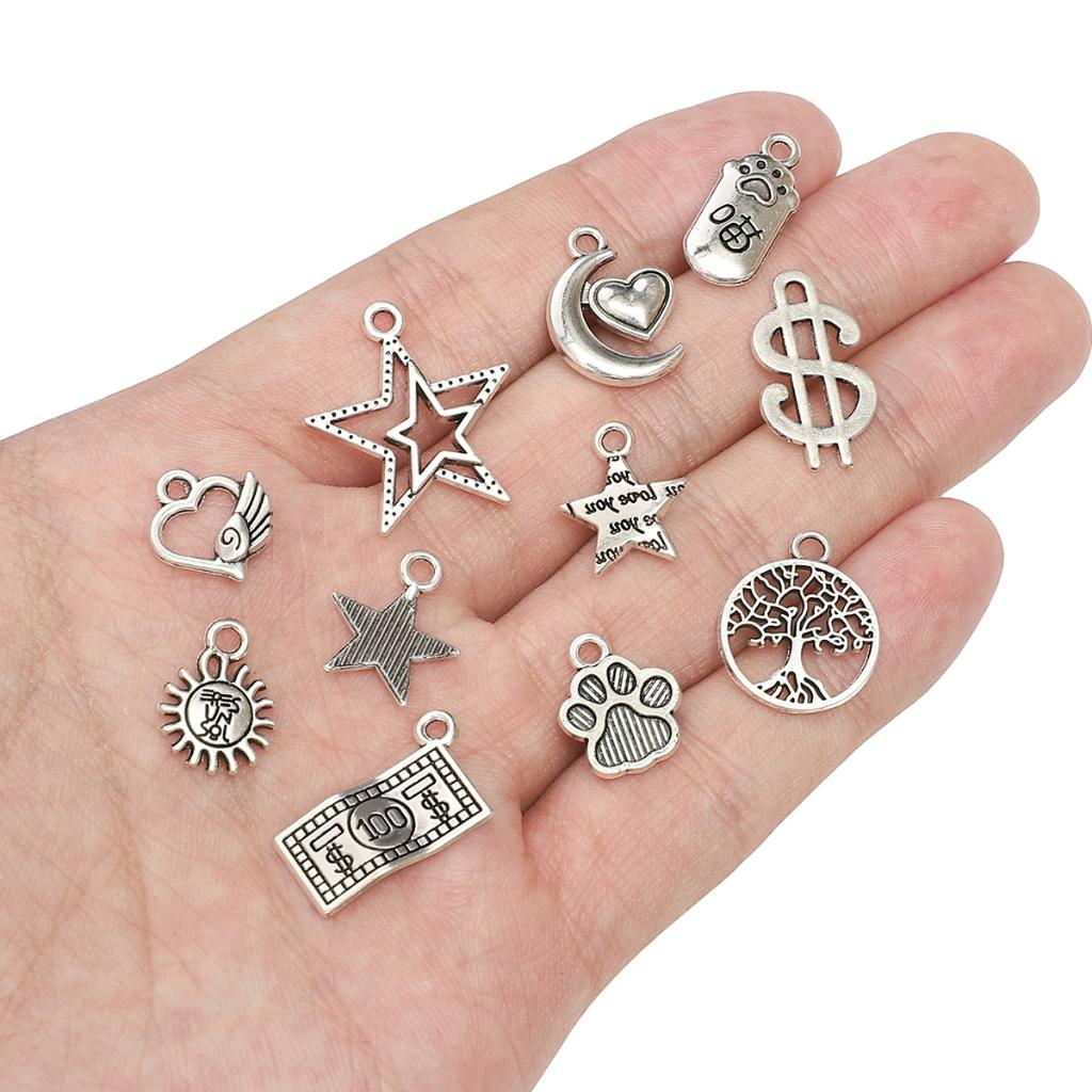 Alloy Pendant Moon Butterfly Five-pointed Star Charms for Bracelets Pendants Necklaces DIY Making Retro Charms Jewelry Accessories