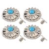 10 Set Purses Leather Decoration Buckle Blue Turquoise Flower Craft for Wallet 16.5mm Silver Daisy