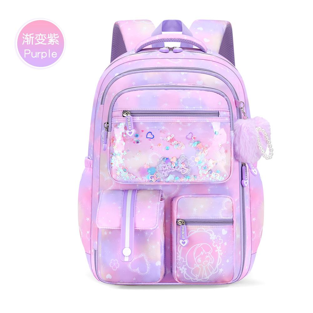 Regenboog Borduurwerk 3-Delige Set Schoolrugzakken Hoge Kwaliteit Nylon Waterdicht Basisschool Kleurverloop Schooltassen Kinderen Schooltas