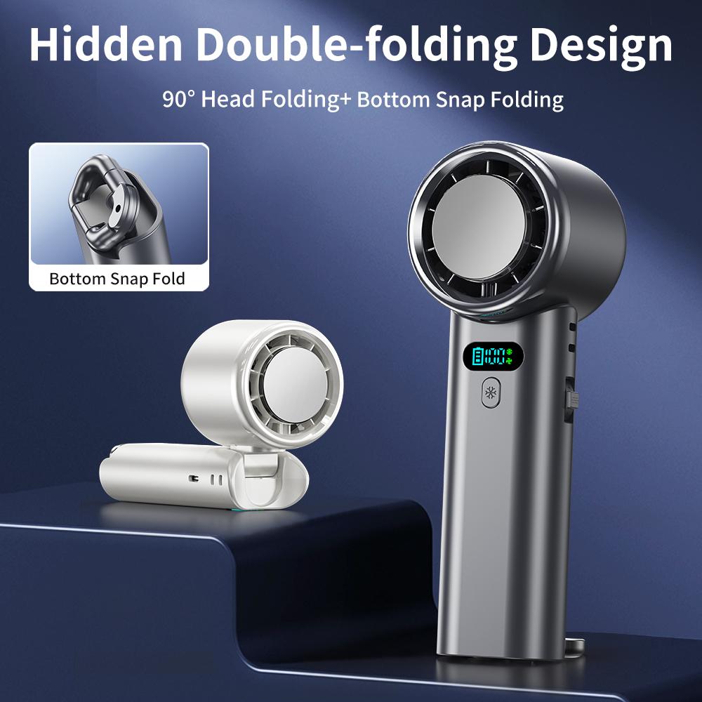 5200mAh Portable Mini Handheld Fan with LED Display Semiconductor Refrigeration 100 Speeds USB Rechargeable Battery Outdoor Fan