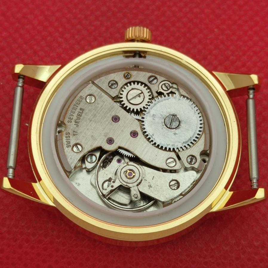 HAND-WINDING SWISS MONTINE 17-JEWELS MENS SILVER DIAL WRIST WATCH A421129-2