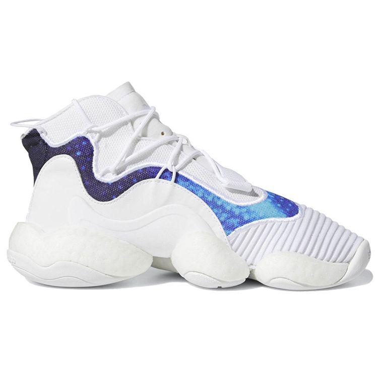 adidas Originales Crazy BYW J Amortiguación Zapatillas de Baloncesto de Caña Alta para Niños Zapatillas de Baloncesto para Niños Blanco Azul CG6755