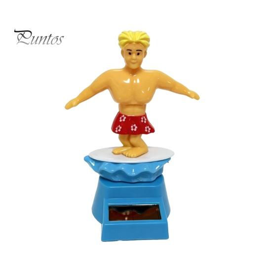 Surfing BilFigur Surfare Pojke Solcellsdriven Nickande Leksak, Tecknad Bobblehead för Mittkonsol Tillbehör Instrumentbräda, Bil Gungande Skakande Figur Kontor
