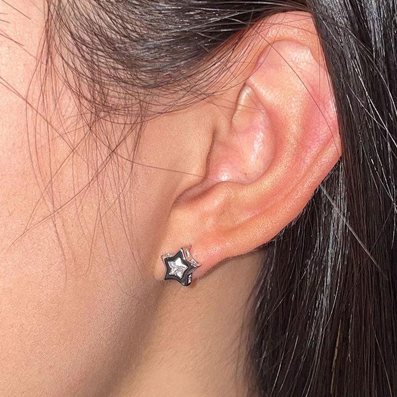 Star Earrings, Flash Drill Five-pointed Star Earrings, Cold and Small Earrings, Cute and Sweet