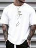 Unisex White Tee Minimal Line Drawing Surprised Duck With Exclamation Question Mark Crew Neck Loose Male Short Sleeve Tops