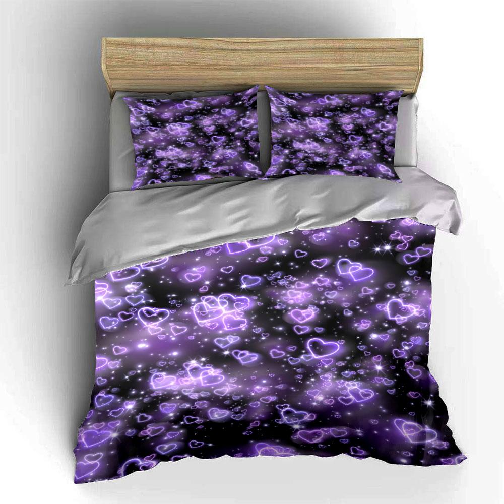 Heart Pattern Decor for Parties Bedding Set with 1 Duvet Cover 2 Pillowcases Single Double King Queen, Gift