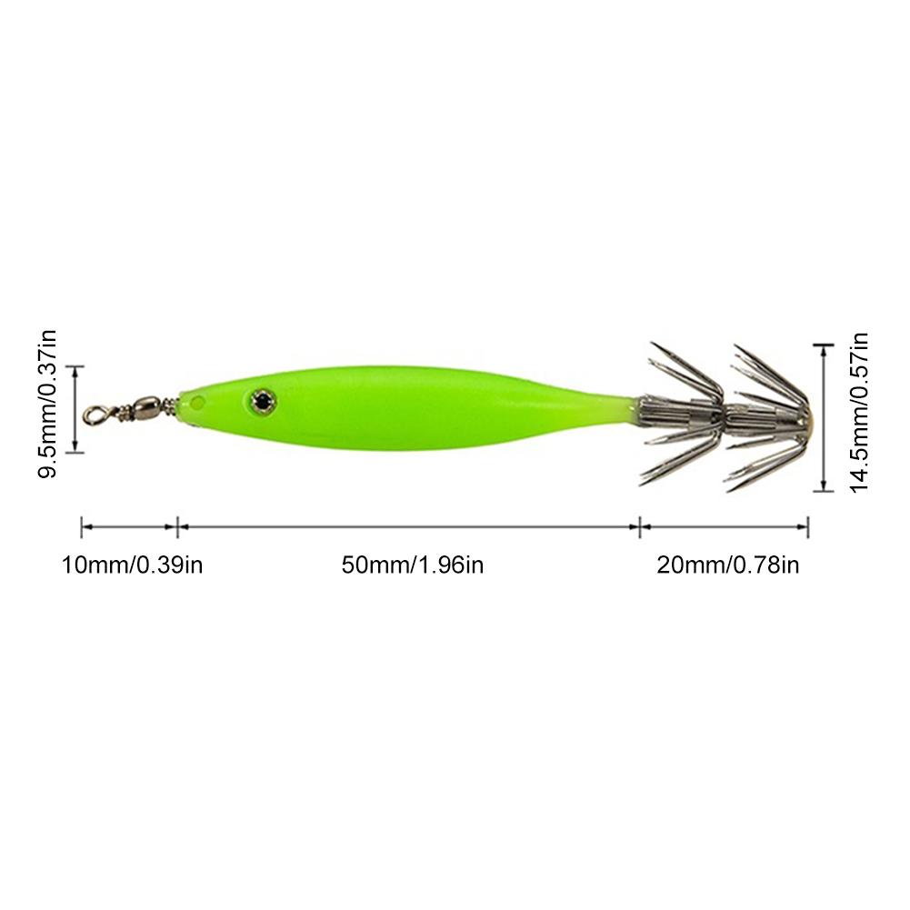 Luminous Fishing Bait Octopus Wood Shrimp Squid Rig Simulation with Squid Hook Fishing Tackle Artificial Jigs Vivid for Fishing