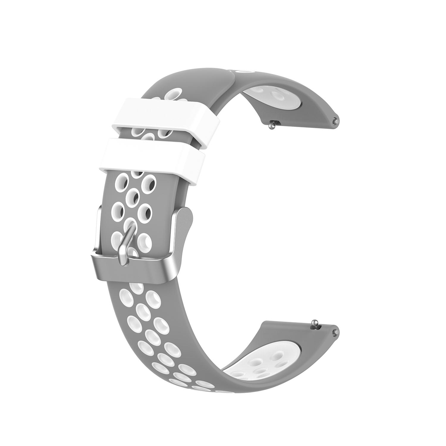 

20mm Dual-colors Silicone Watch Strap Band for Garmin Vivoactive 3 Grey/White Hole