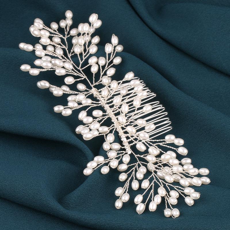 Handmade Pearl Bridal Hair Comb - White Wedding Headwear Ornaments