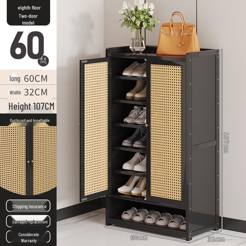 Japanese Rattan Dustproof Shoe Cabinet - Compact, Large-Capacity Entryway Storage Rack