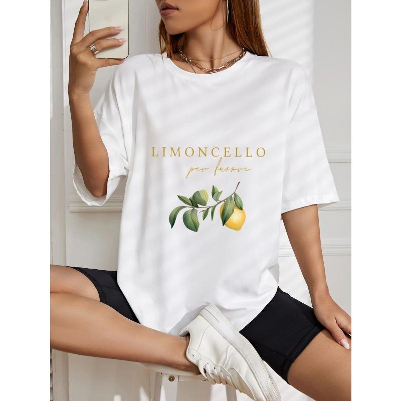 T-shirt Bianca Oversize Con Stampa Limone Limoncello Per Passione Per Abbigliamento Casual E Outfit Estivi